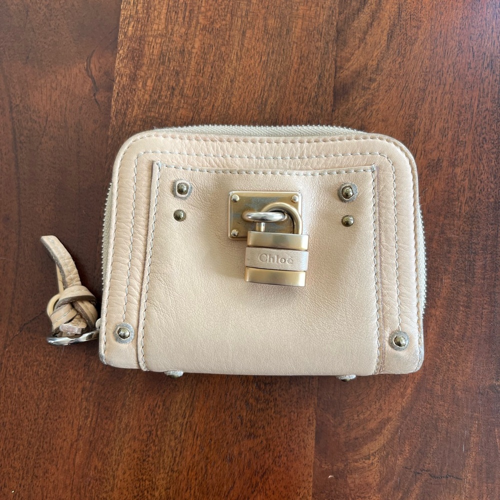 Chloé beige Leather Wallet with Padlock